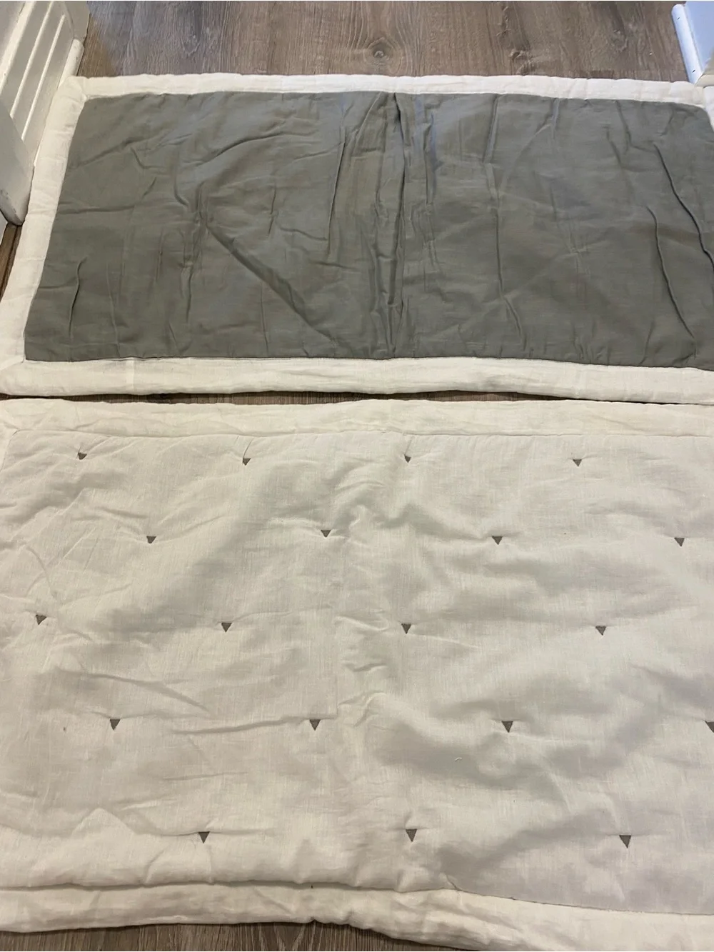 West elm White Cotton Quilted Gray King Shams- set of 2